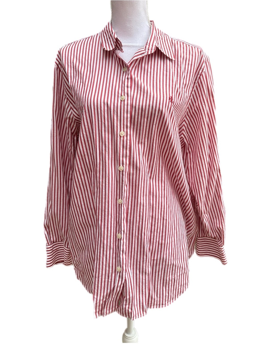 Ralph Lauren Red/White Stripe Button Up Shirt